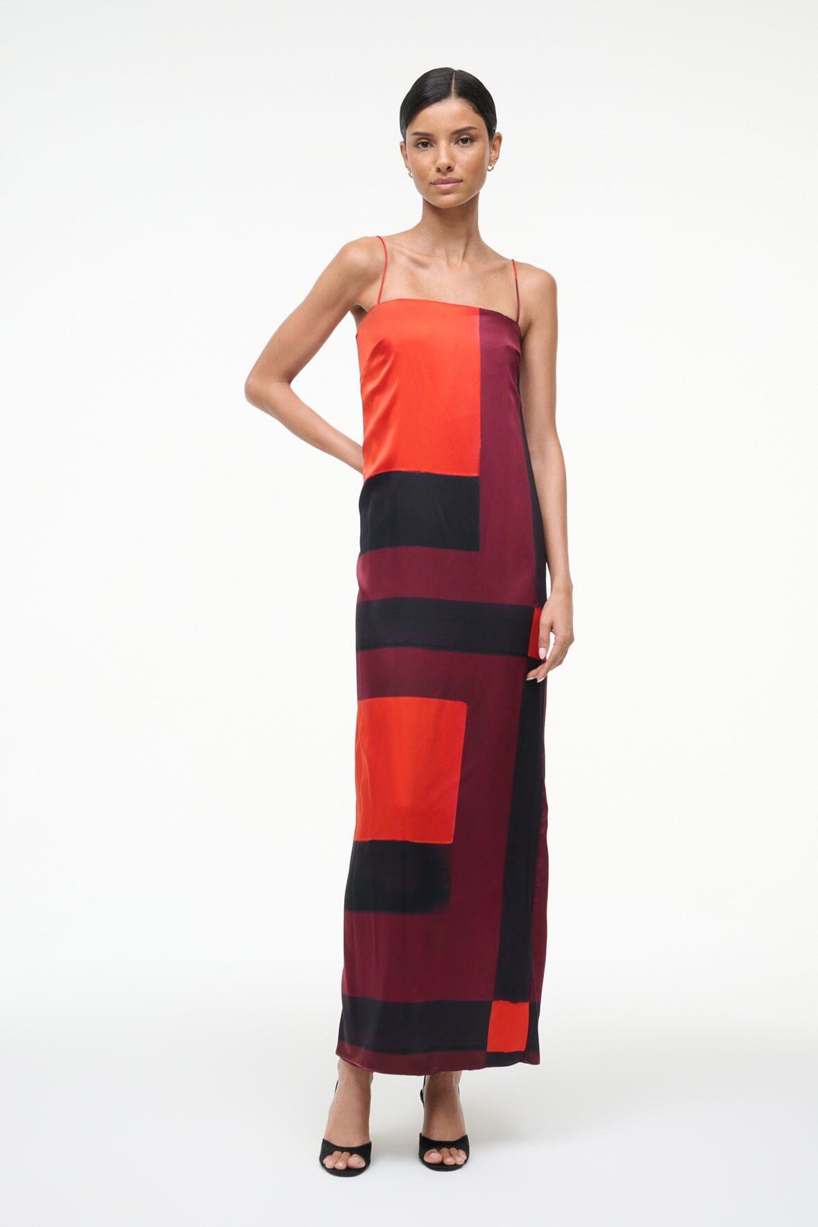 MAE SILK DRESS RUBY PRISM - STAUD US