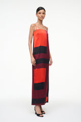MAE SILK DRESS RUBY PRISM - STAUD US