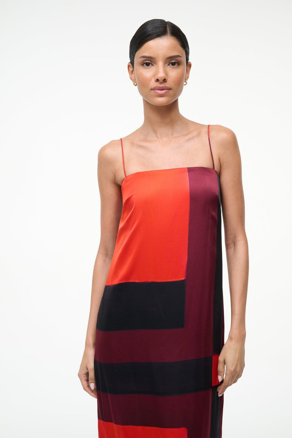 MAE SILK DRESS RUBY PRISM - STAUD US