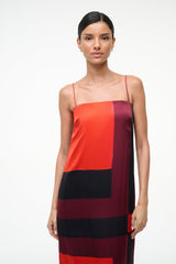 MAE SILK DRESS RUBY PRISM - STAUD US