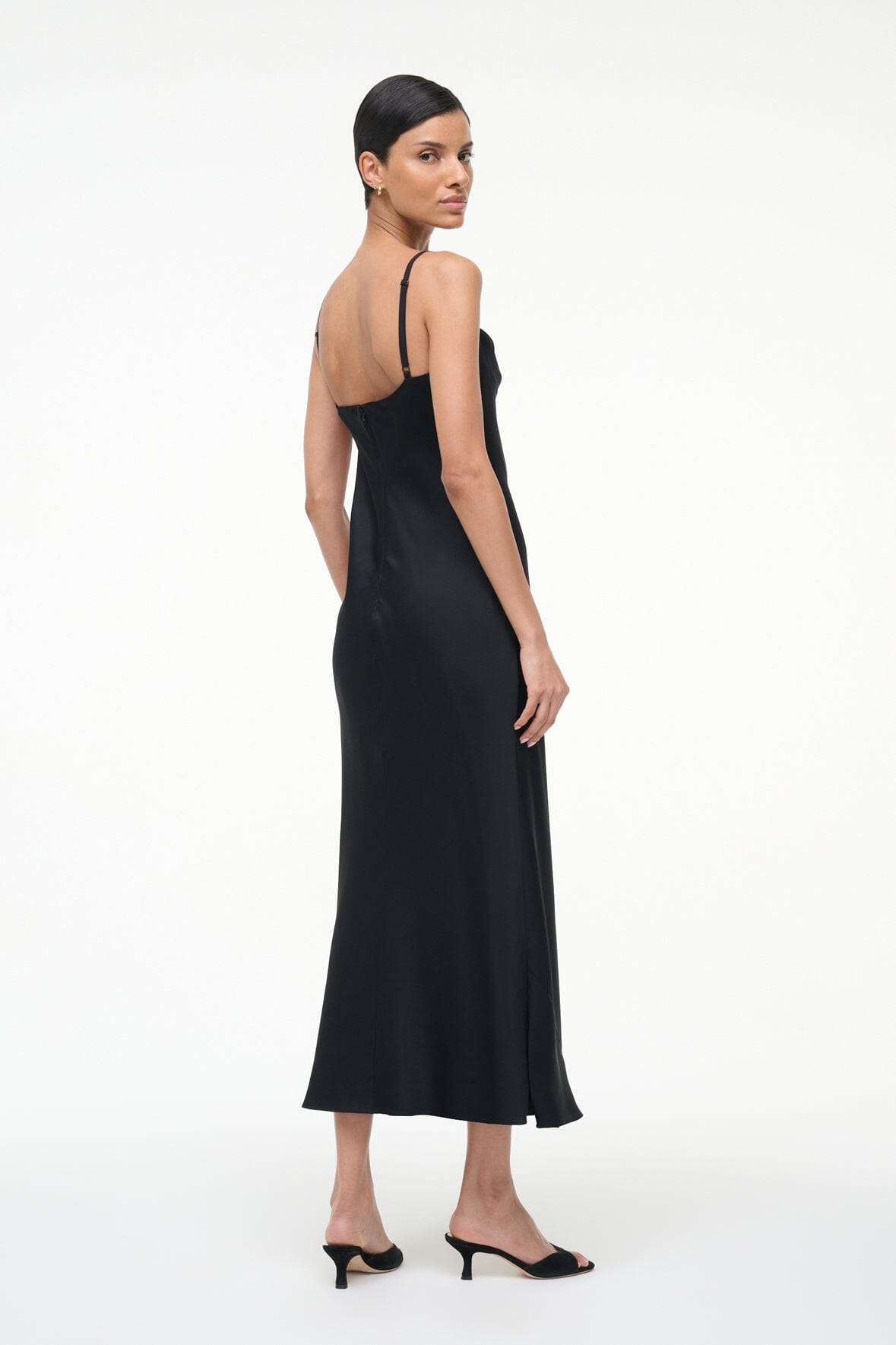 EVANGELINE SILK MIDI DRESS BLACK - STAUD near me