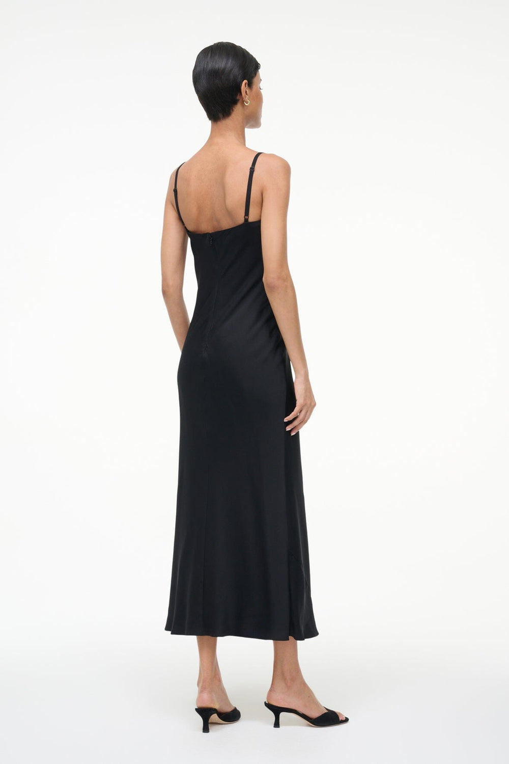 EVANGELINE SILK MIDI DRESS BLACK - STAUD near me