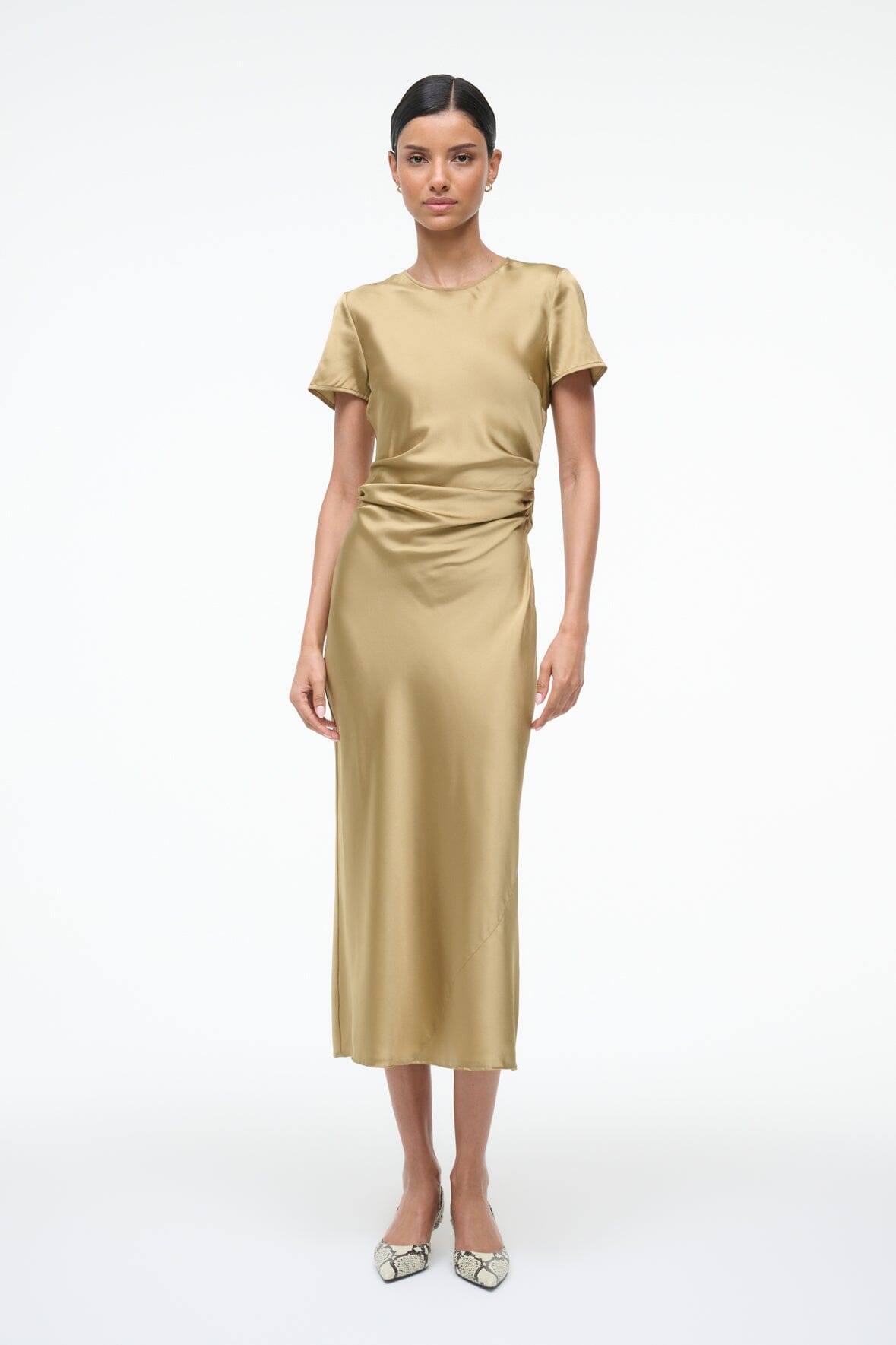 MARCEL SILK DRESS ANTIQUE - STAUD sale