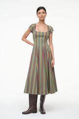 SHORT SLEEVE WELLS DRESS TRAILBLAZER STRIPE - STAUD US