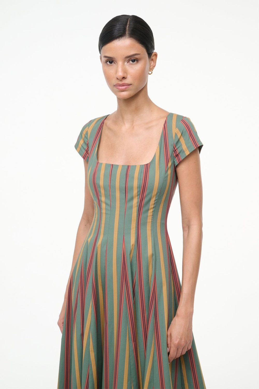 SHORT SLEEVE WELLS DRESS TRAILBLAZER STRIPE - STAUD US