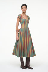 SHORT SLEEVE WELLS DRESS TRAILBLAZER STRIPE - STAUD US