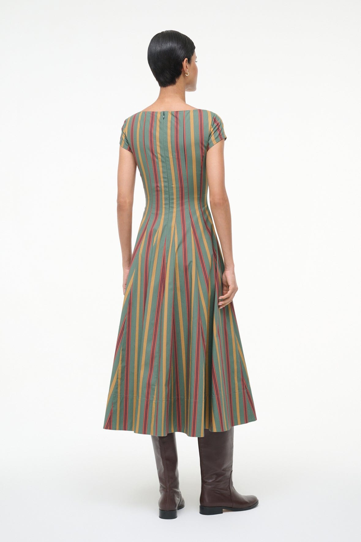 SHORT SLEEVE WELLS DRESS TRAILBLAZER STRIPE - STAUD US