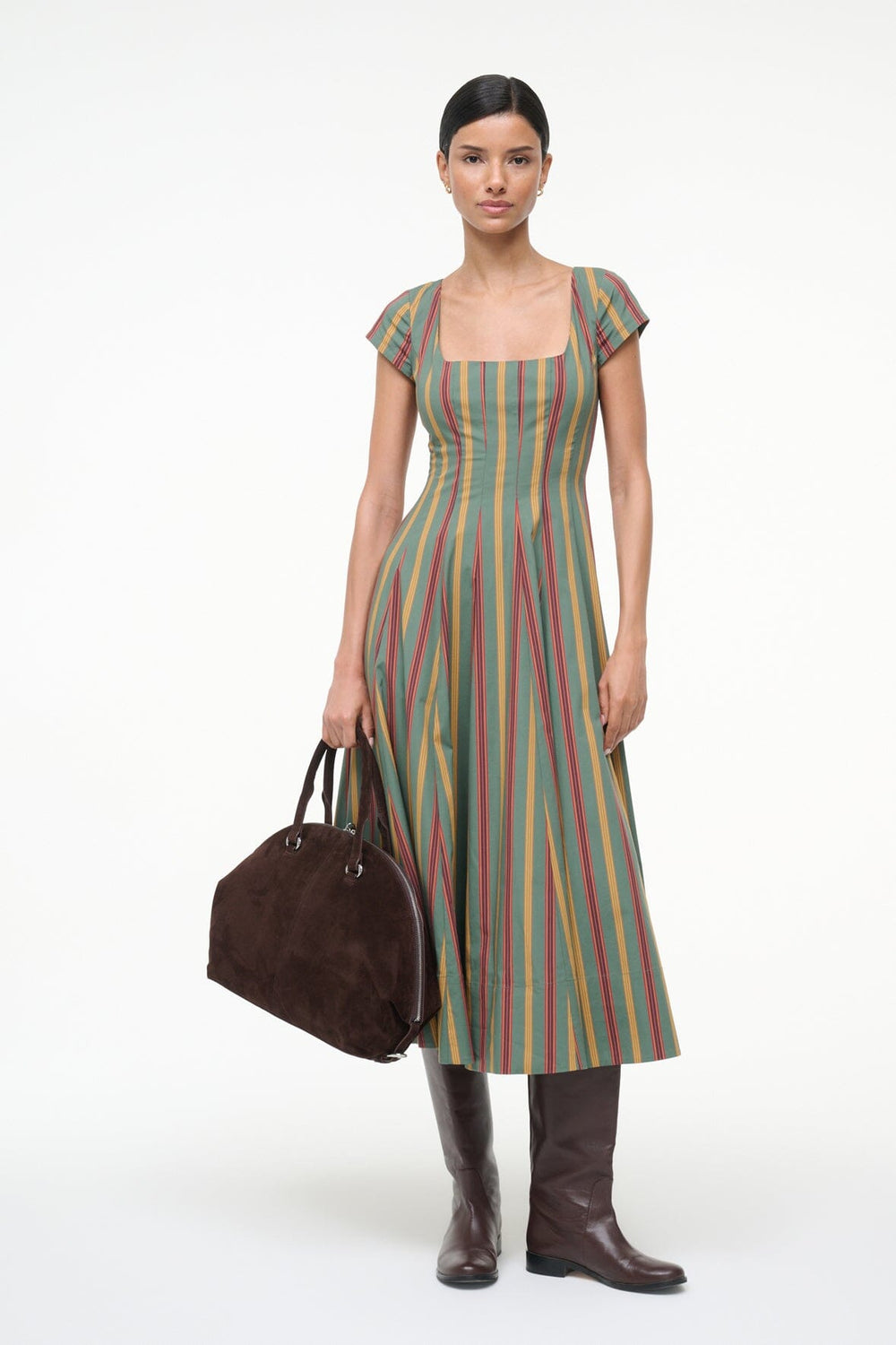 SHORT SLEEVE WELLS DRESS TRAILBLAZER STRIPE - STAUD US