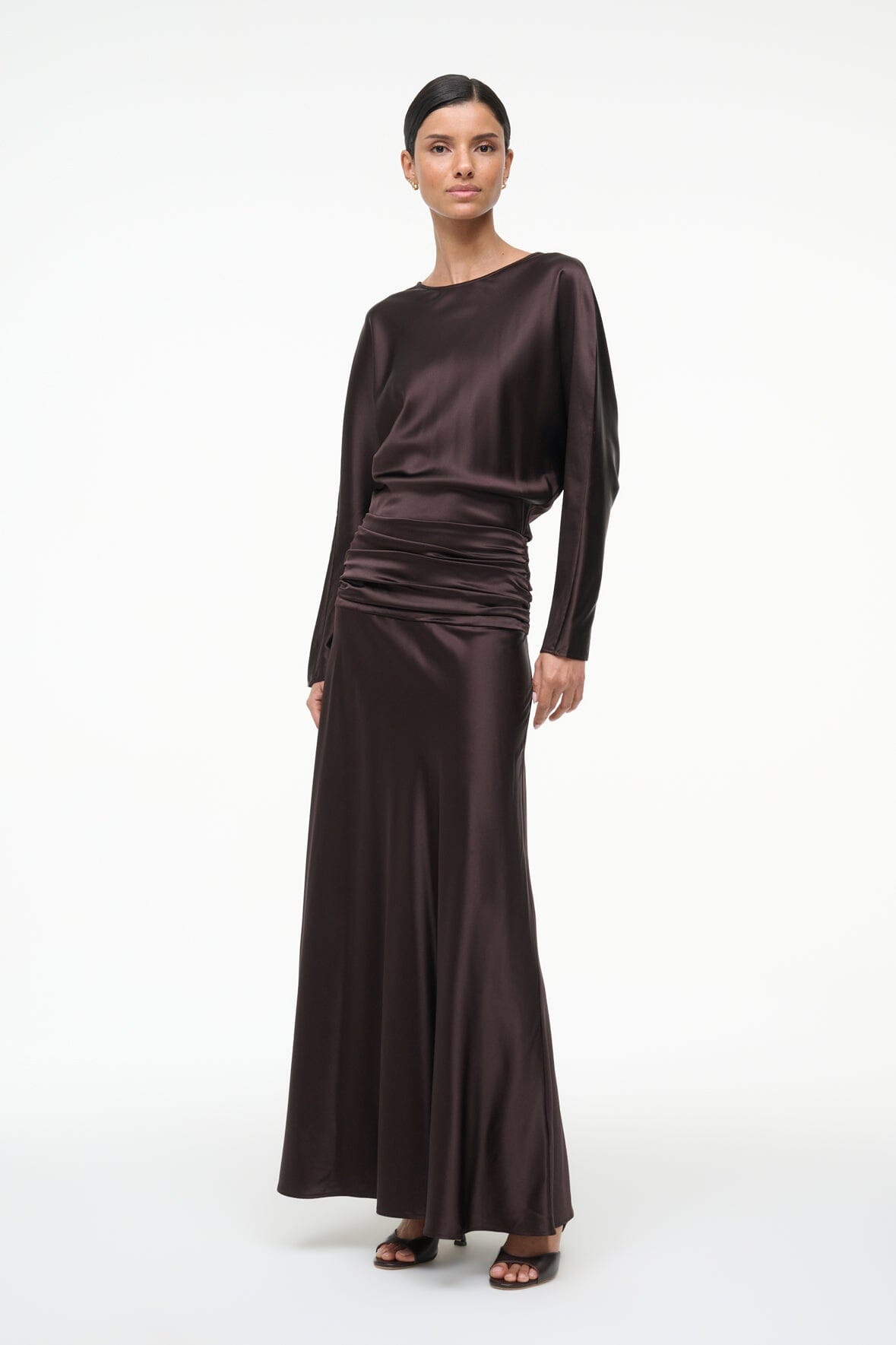 FREDA SILK DRESS EARTH - STAUD for sale