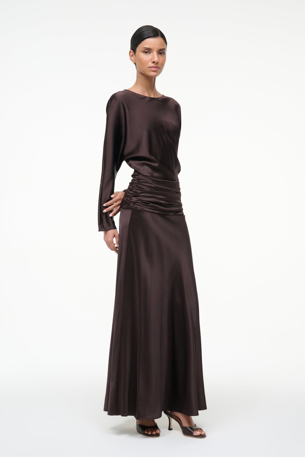 FREDA SILK DRESS EARTH - STAUD for sale