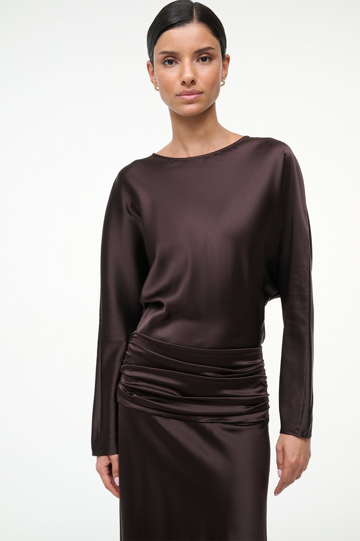 FREDA SILK DRESS EARTH - STAUD for sale
