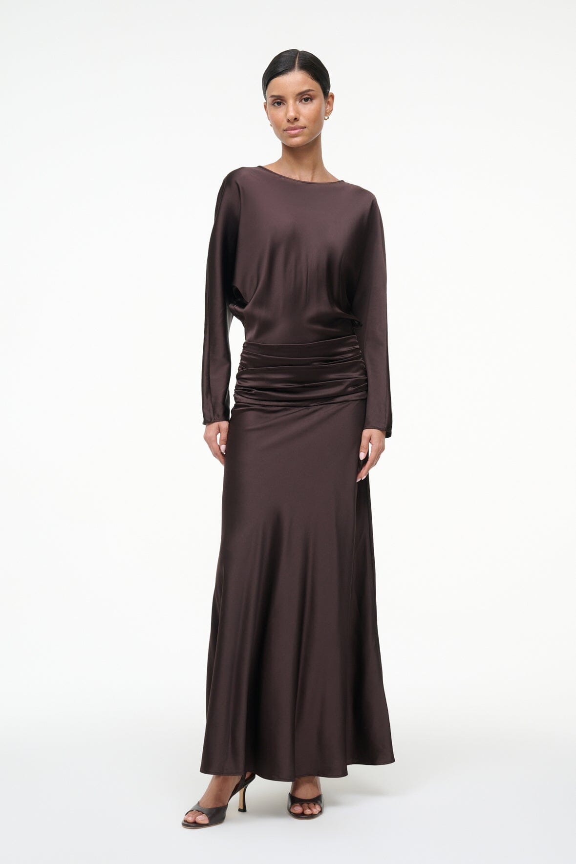 FREDA SILK DRESS EARTH - STAUD for sale