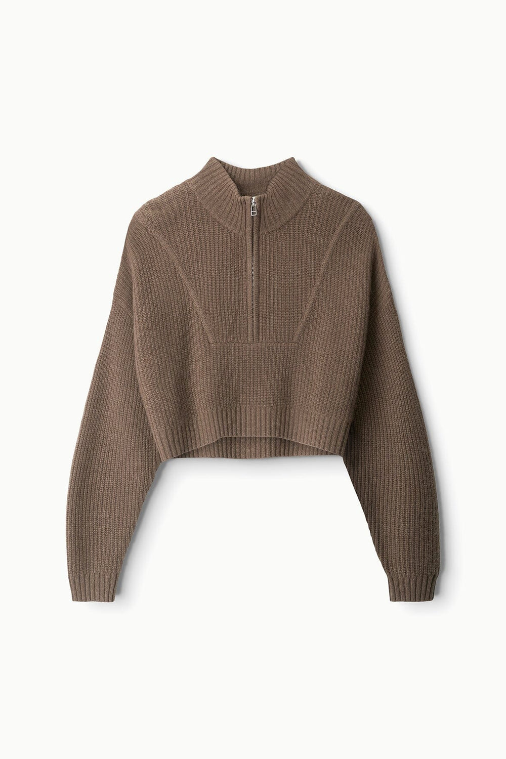 CASHMERE CROPPED HAMPTON SWEATER TRUFFLE - STAUD sale