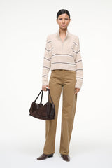 CASHMERE CROPPED HAMPTON SWEATER WHISPER STRIPE - STAUD outlet