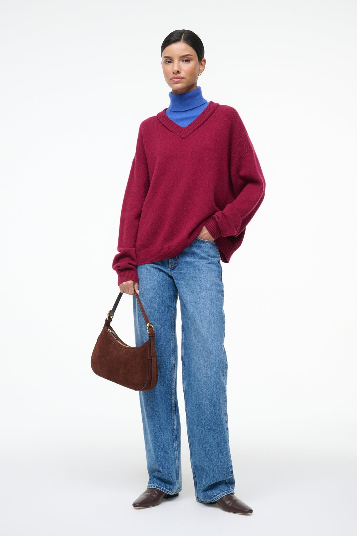 DORIS CASHMERE SWEATER CRIMSON SAPPHIRE - STAUD online