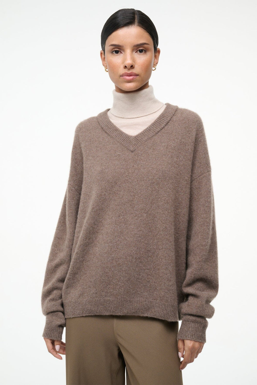 DORIS CASHMERE SWEATER TRUFFLE - STAUD sale