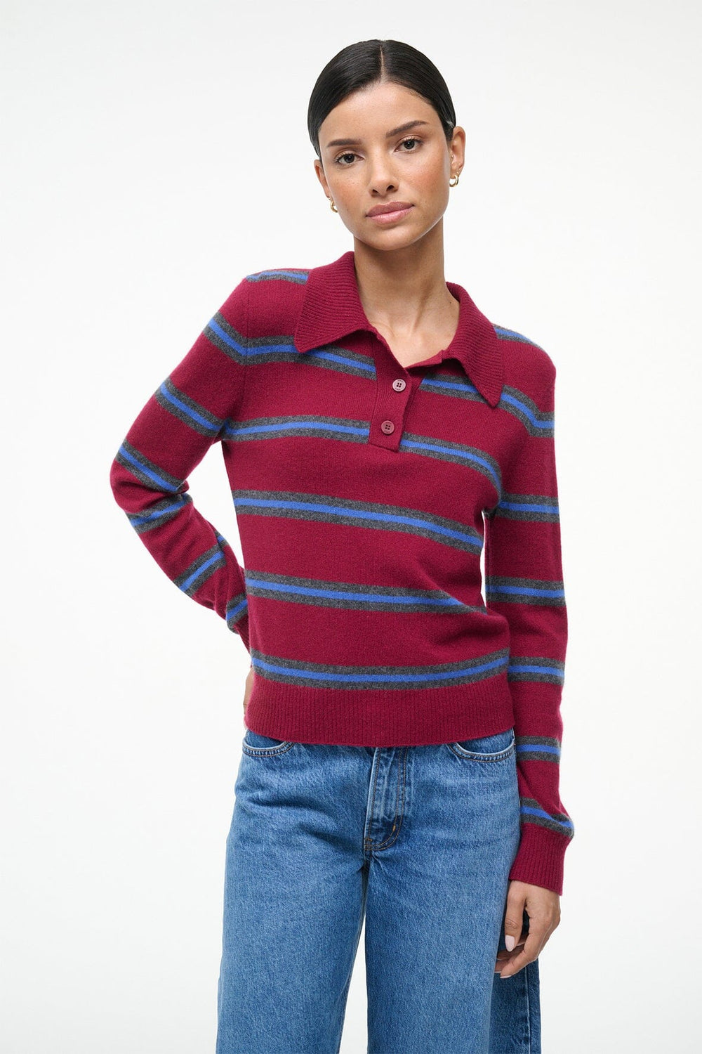 GEMMA CASHMERE SWEATER CRIMSON STRIPE - STAUD outlet
