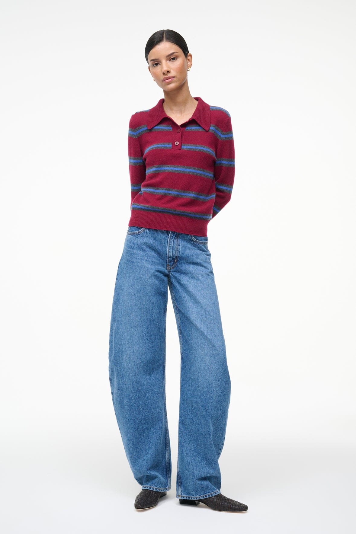 GEMMA CASHMERE SWEATER CRIMSON STRIPE - STAUD outlet