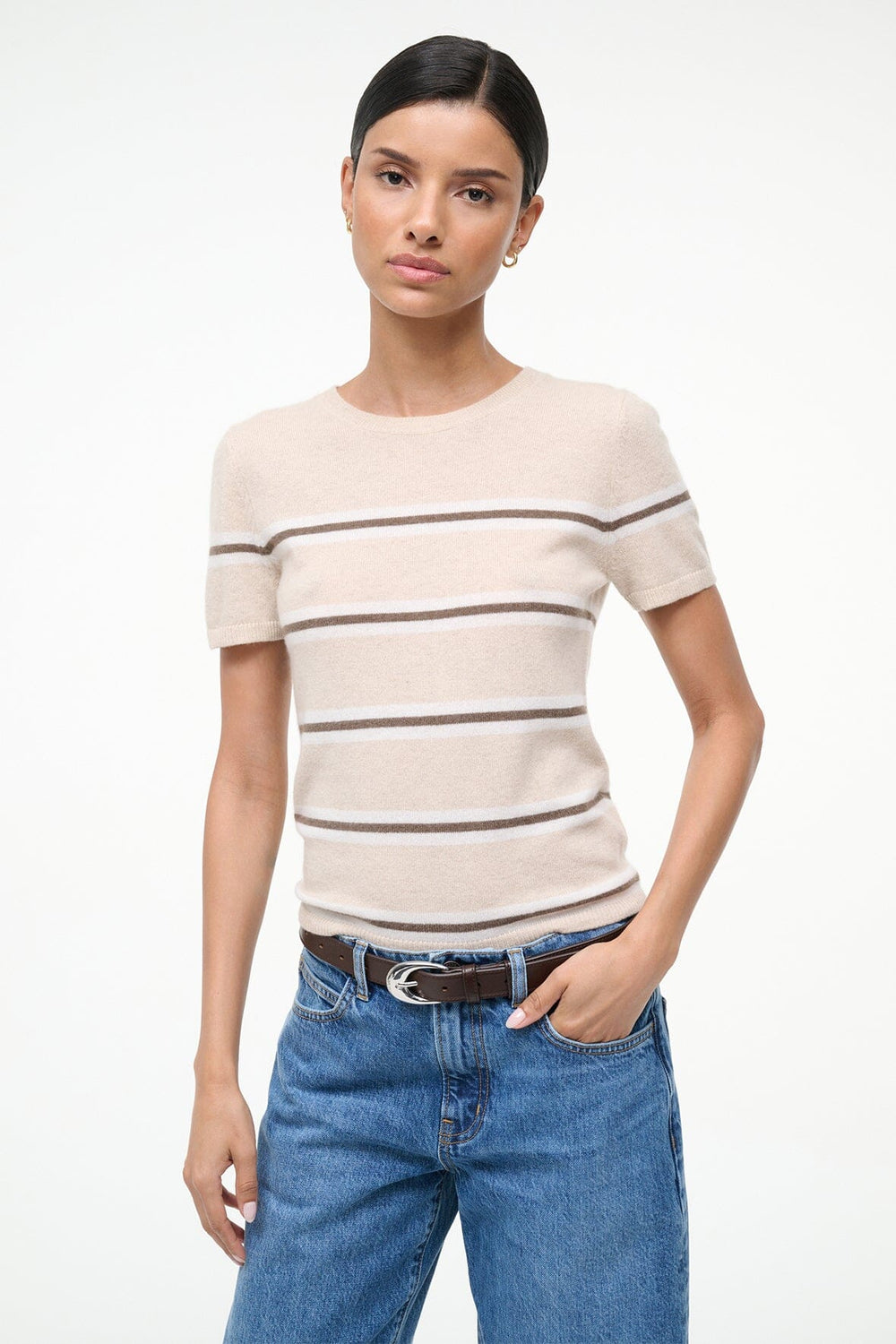 EASY CASHMERE TEE WHISPER STRIPE - STAUD online
