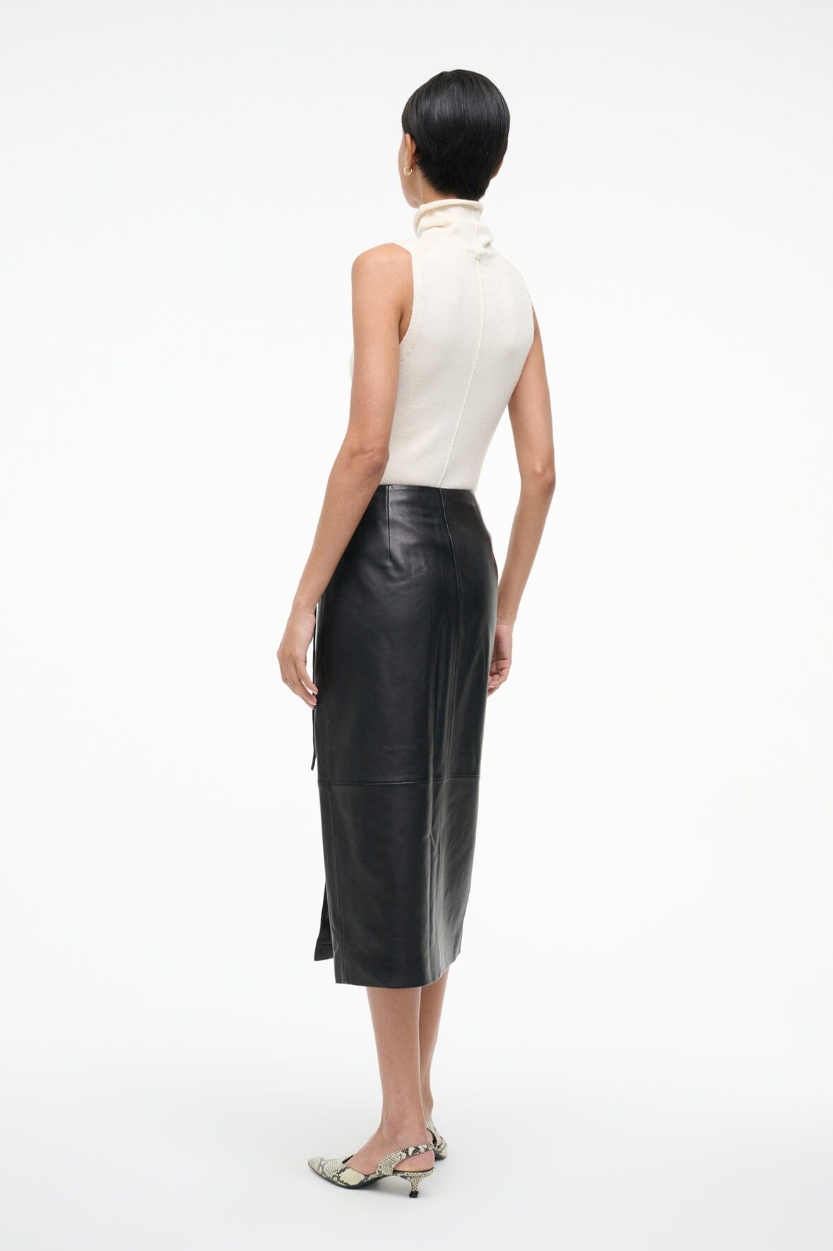 ROMAN LEATHER WRAP SKIRT BLACK - STAUD US