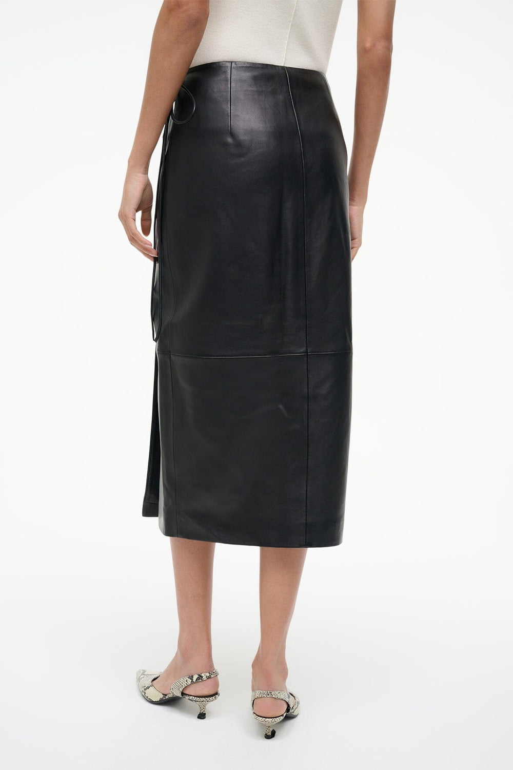 ROMAN LEATHER WRAP SKIRT BLACK - STAUD US