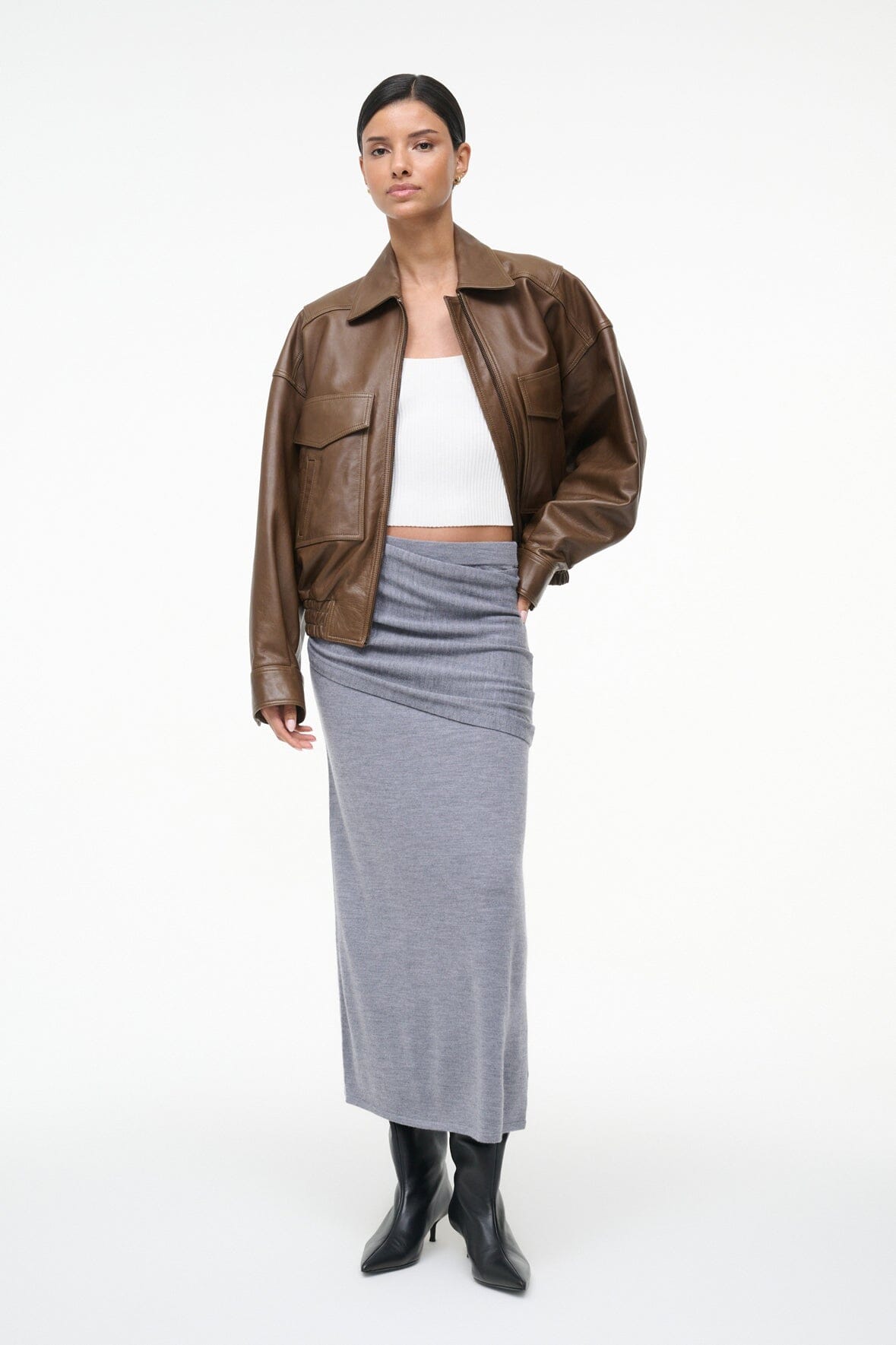 WILMA SKIRT HEATHER GREY - STAUD online