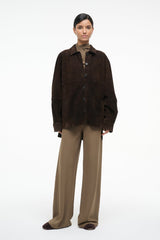 JOSETTE SUEDE SHIRT ESPRESSO - STAUD sale
