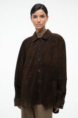 JOSETTE SUEDE SHIRT ESPRESSO - STAUD sale