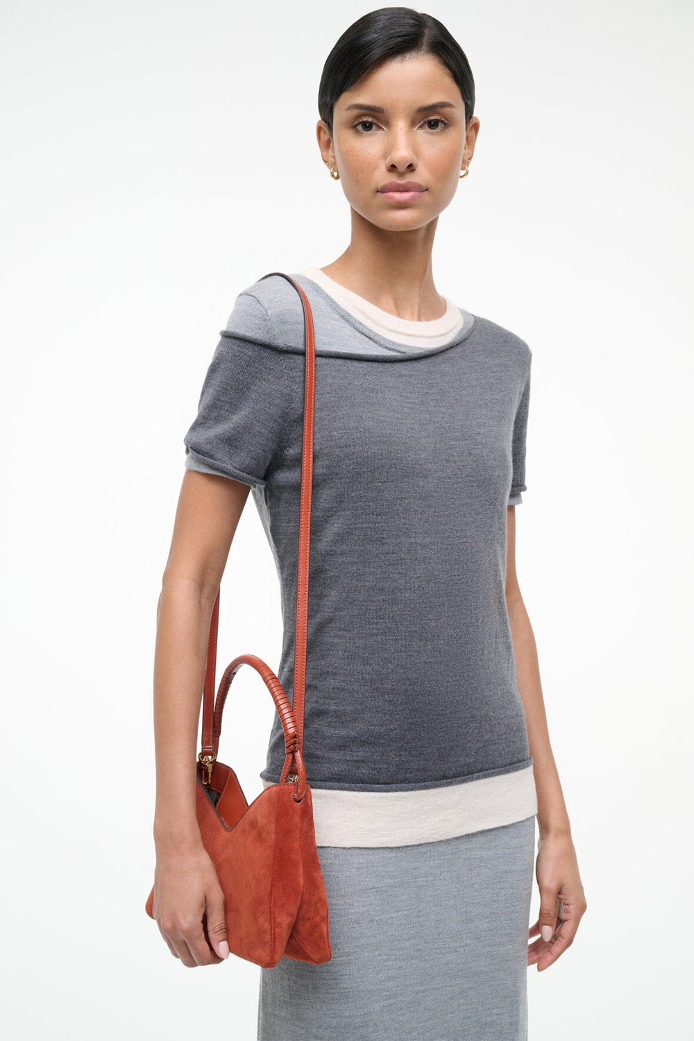 VALERIE SHOULDER BAG AUBURN SUEDE - STAUD for sale