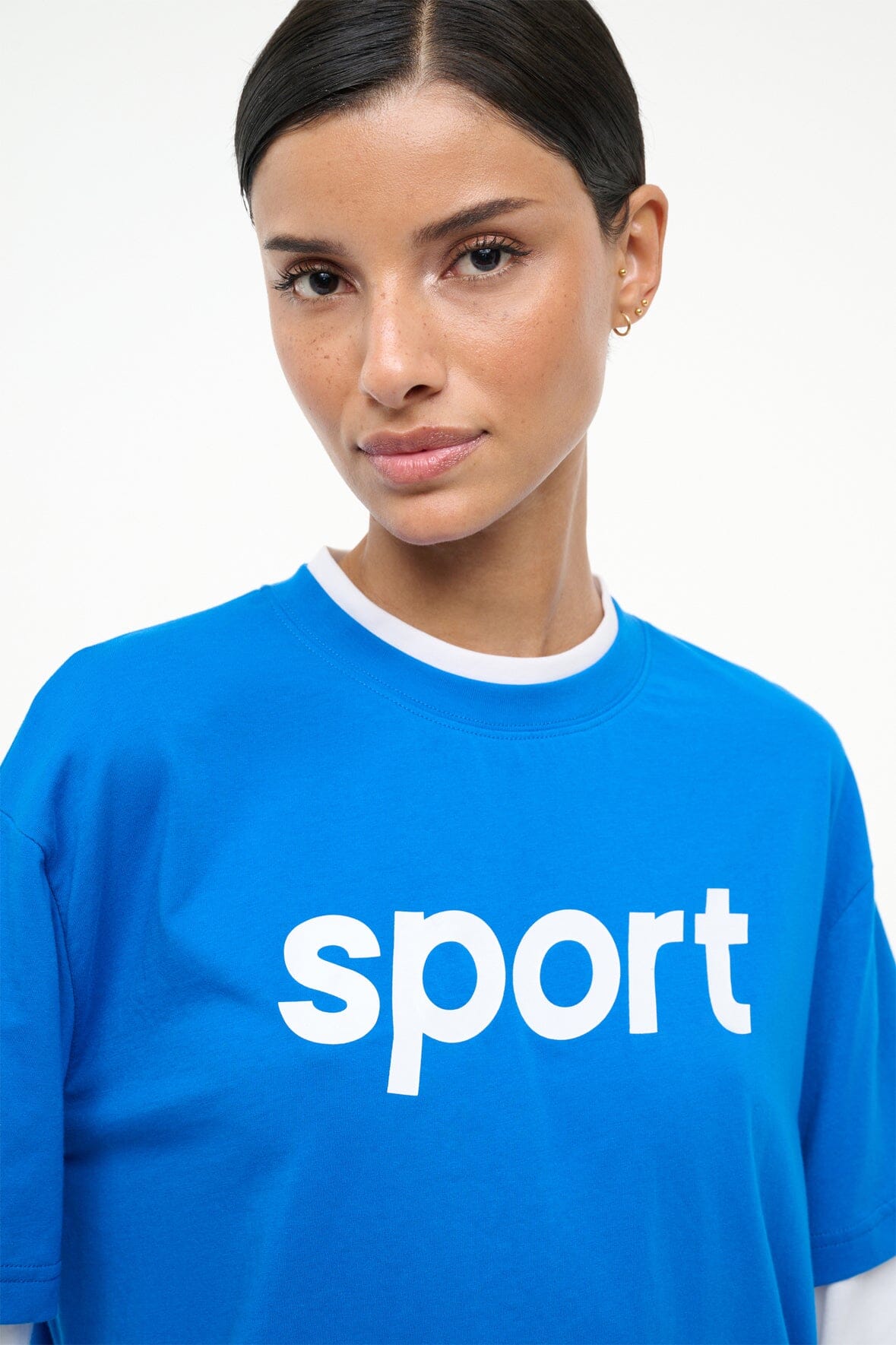 JUNIOR LONG SLEEVE TEE VARSITY BLUE WHITE - STAUD US