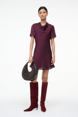 IRIS SILK DRESS SYRAH - STAUD for sale