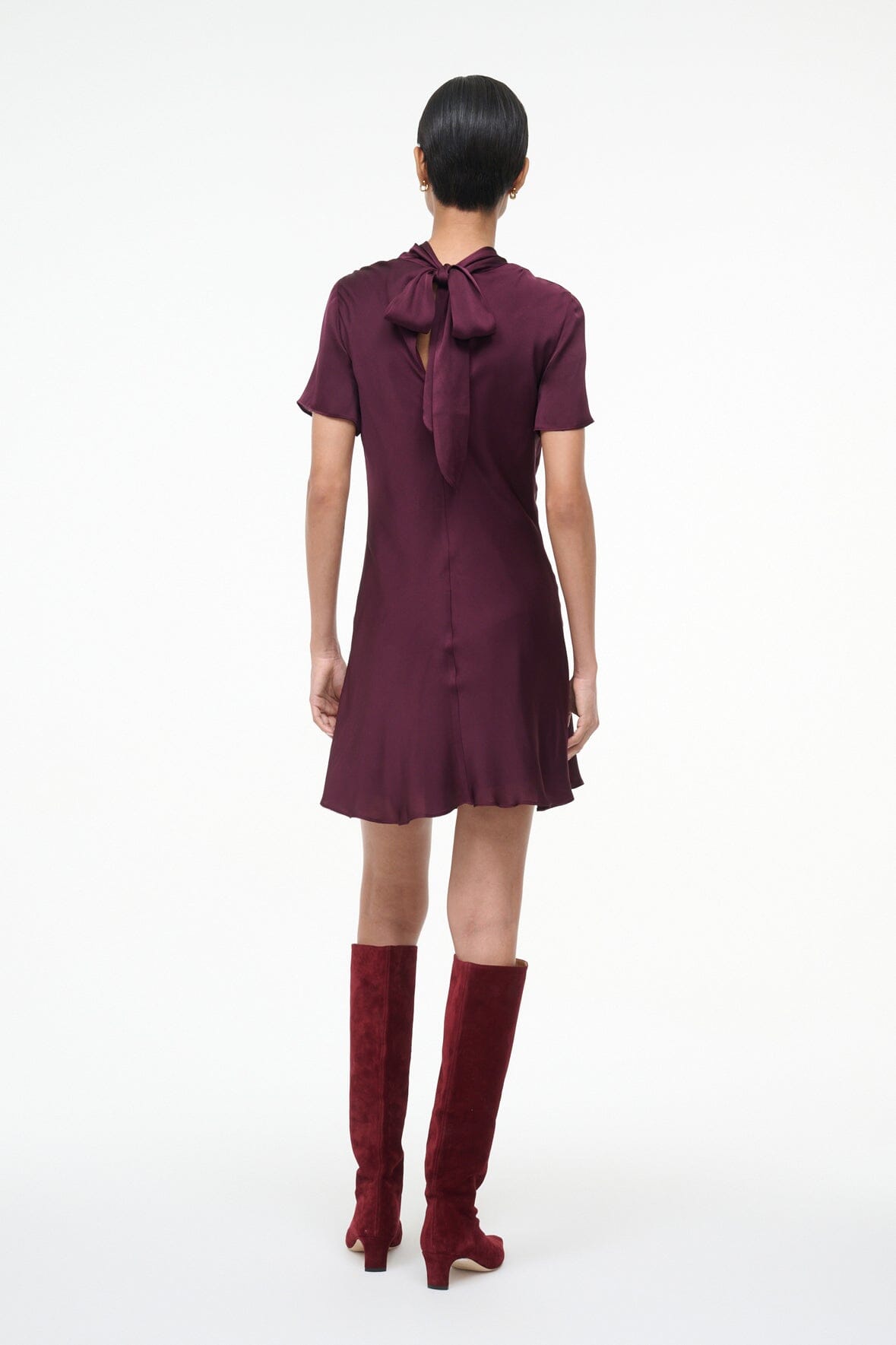 IRIS SILK DRESS SYRAH - STAUD for sale
