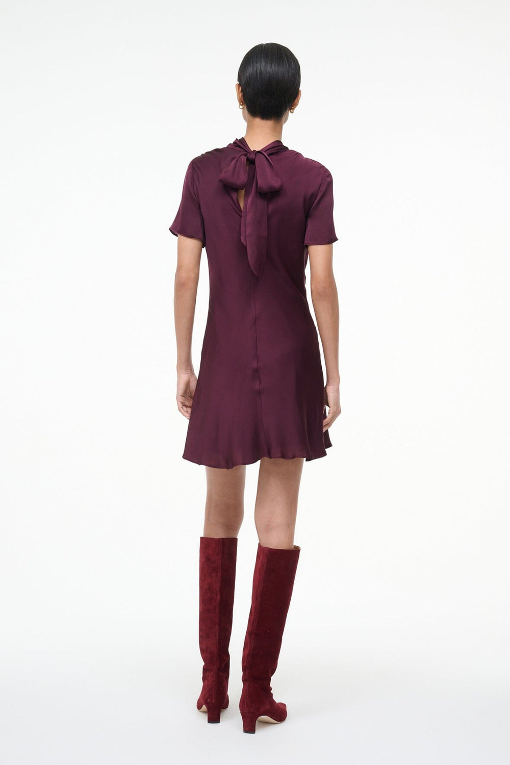 IRIS SILK DRESS SYRAH - STAUD for sale