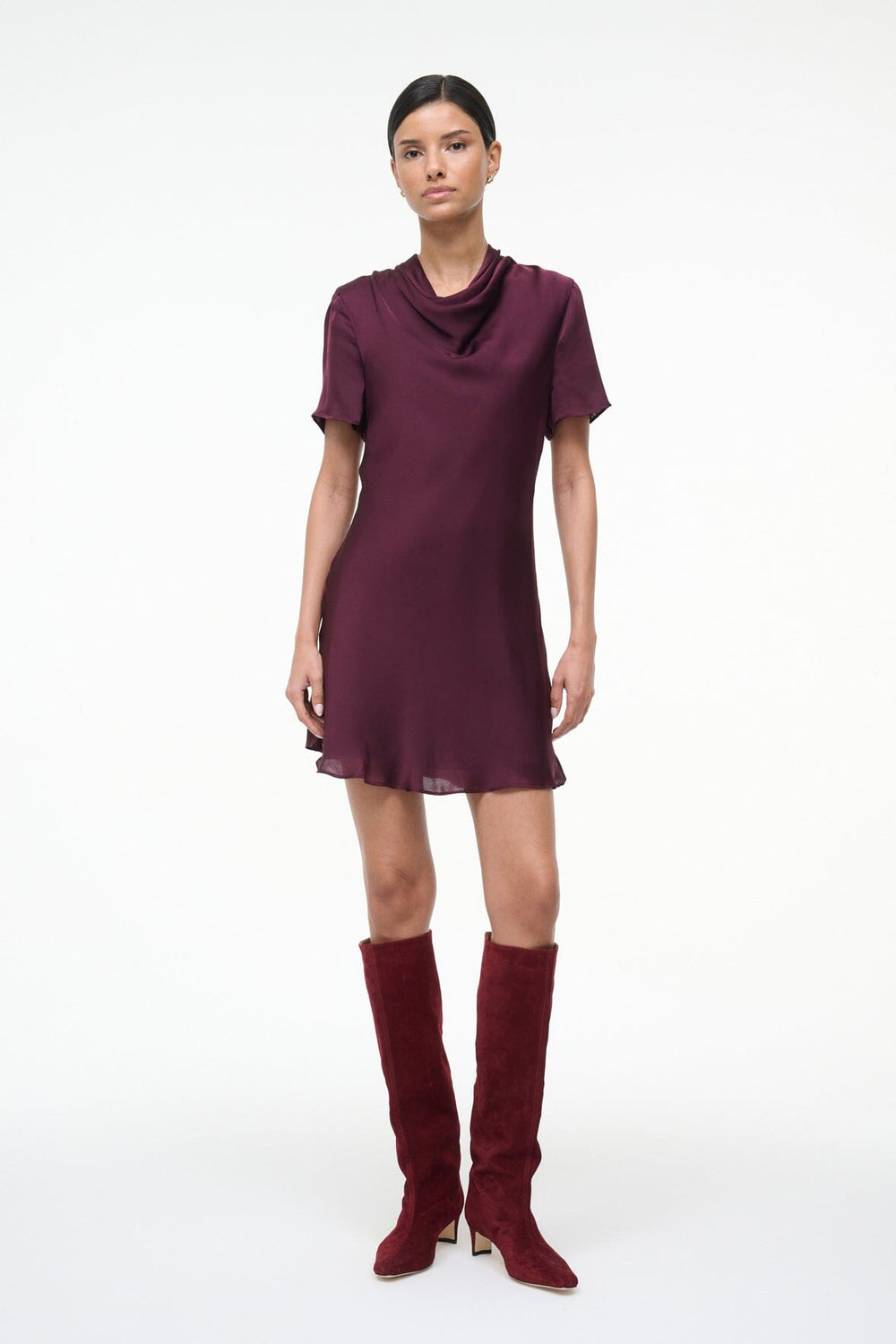 IRIS SILK DRESS SYRAH - STAUD for sale