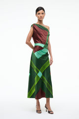 PHARE SILK DRESS EMERALD PRISM - STAUD for sale