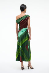 PHARE SILK DRESS EMERALD PRISM - STAUD for sale