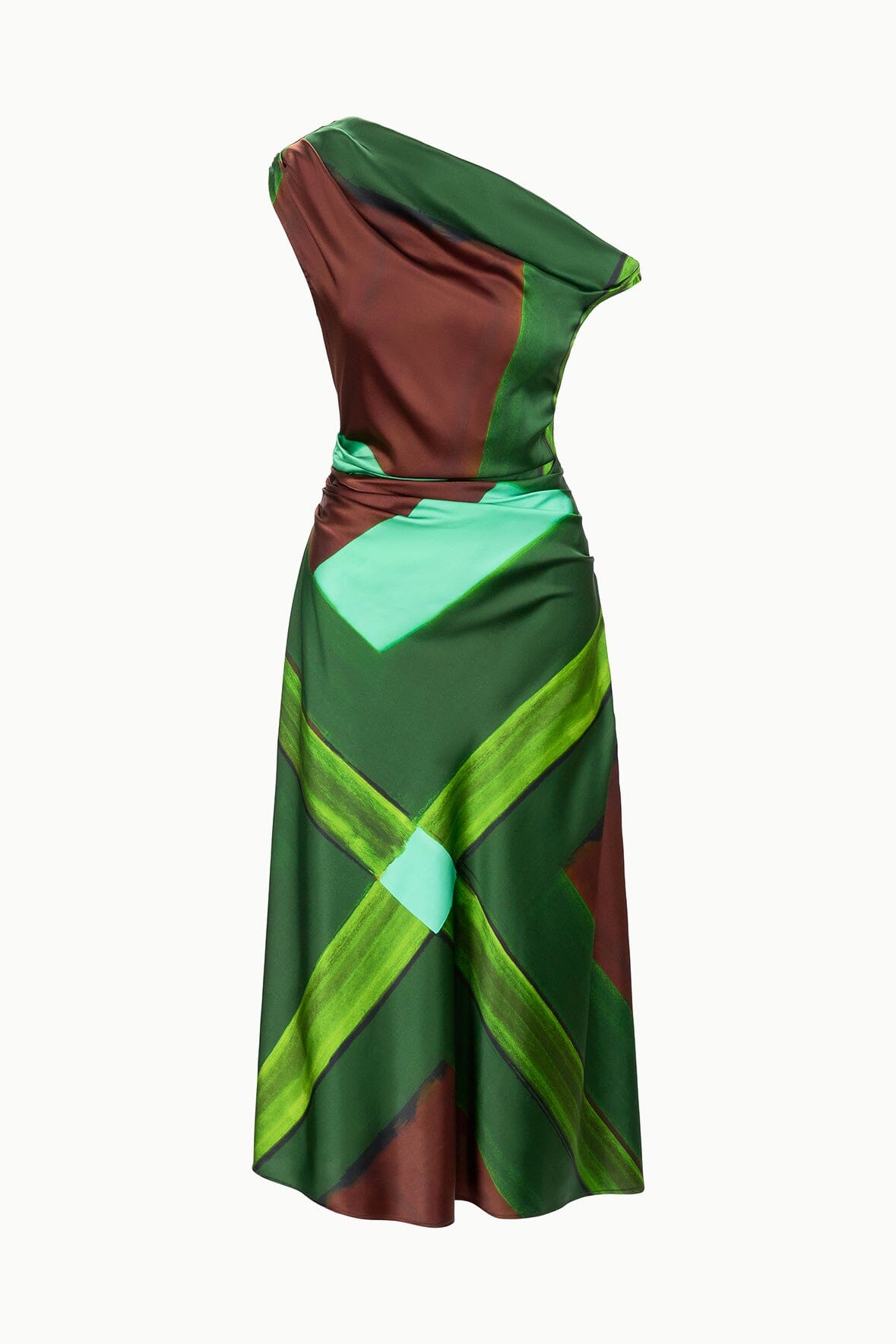 PHARE SILK DRESS EMERALD PRISM - STAUD for sale