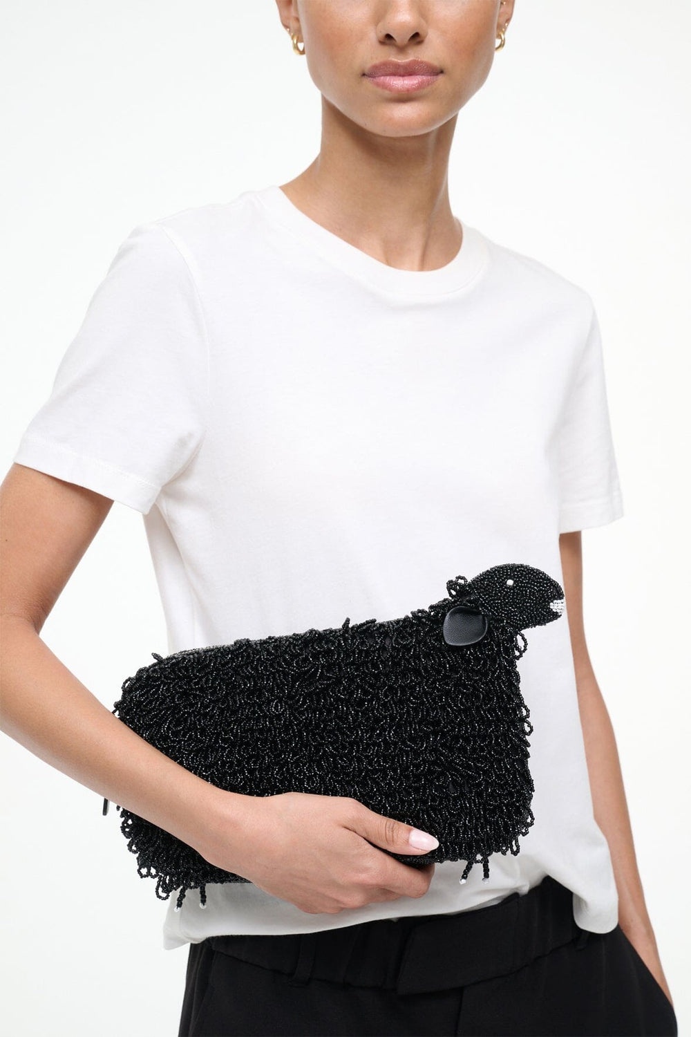 DOLLY BEADED CLUTCH BLACK - STAUD sale