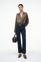 EVE SILK BODYSUIT TAUPE - STAUD for sale