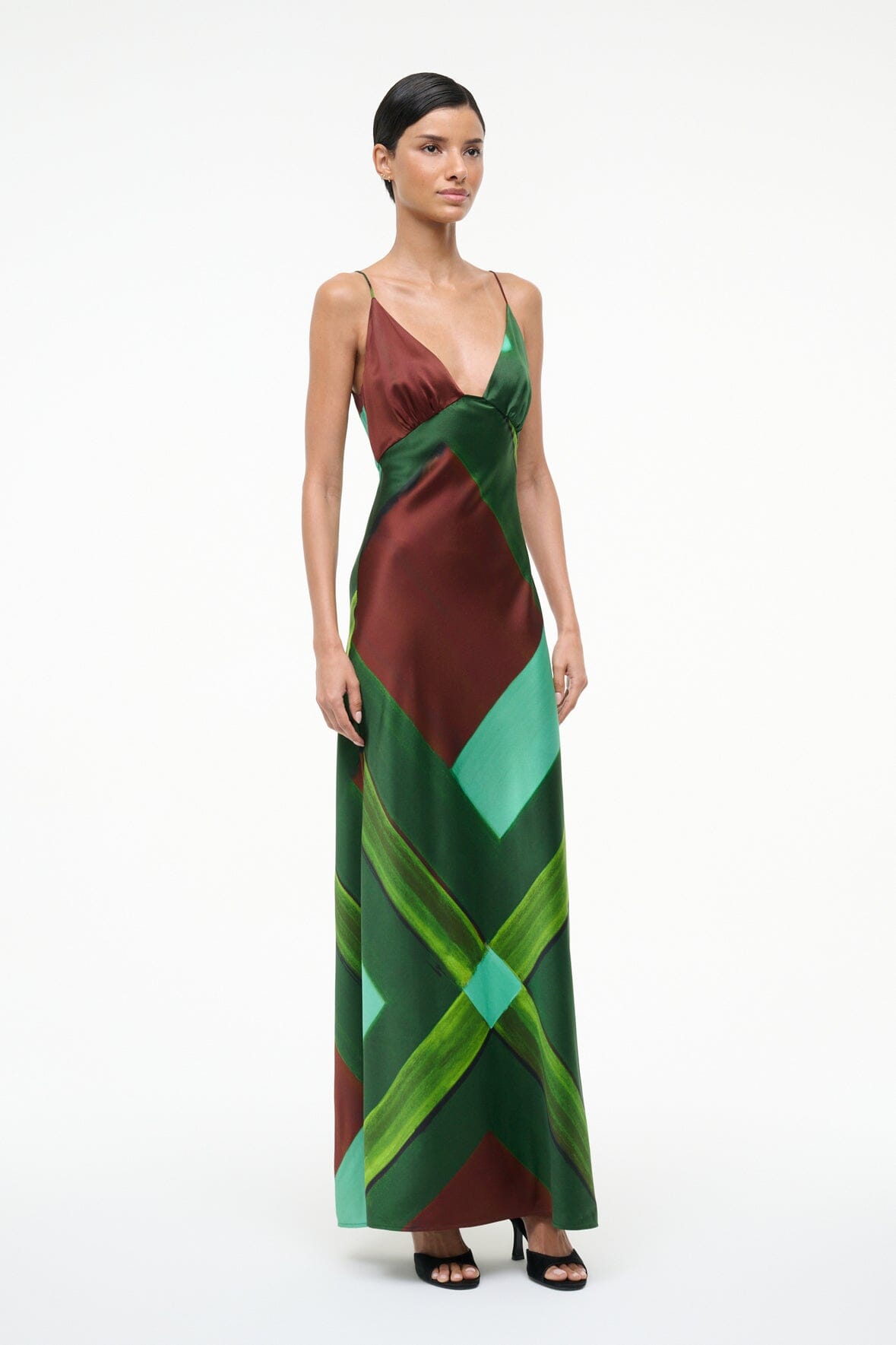 HANK SILK DRESS EMERALD PRISM - STAUD near me