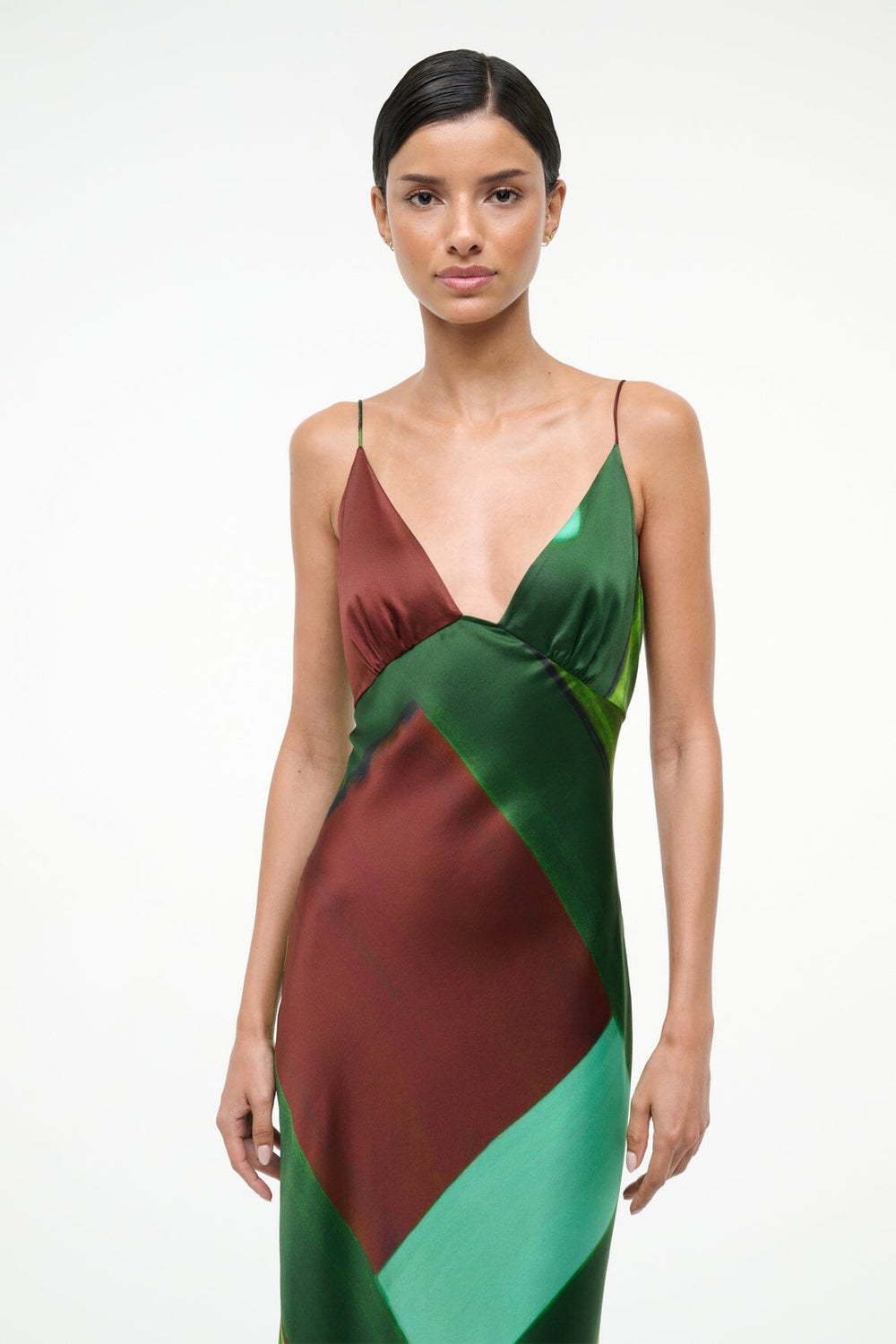 HANK SILK DRESS EMERALD PRISM - STAUD near me
