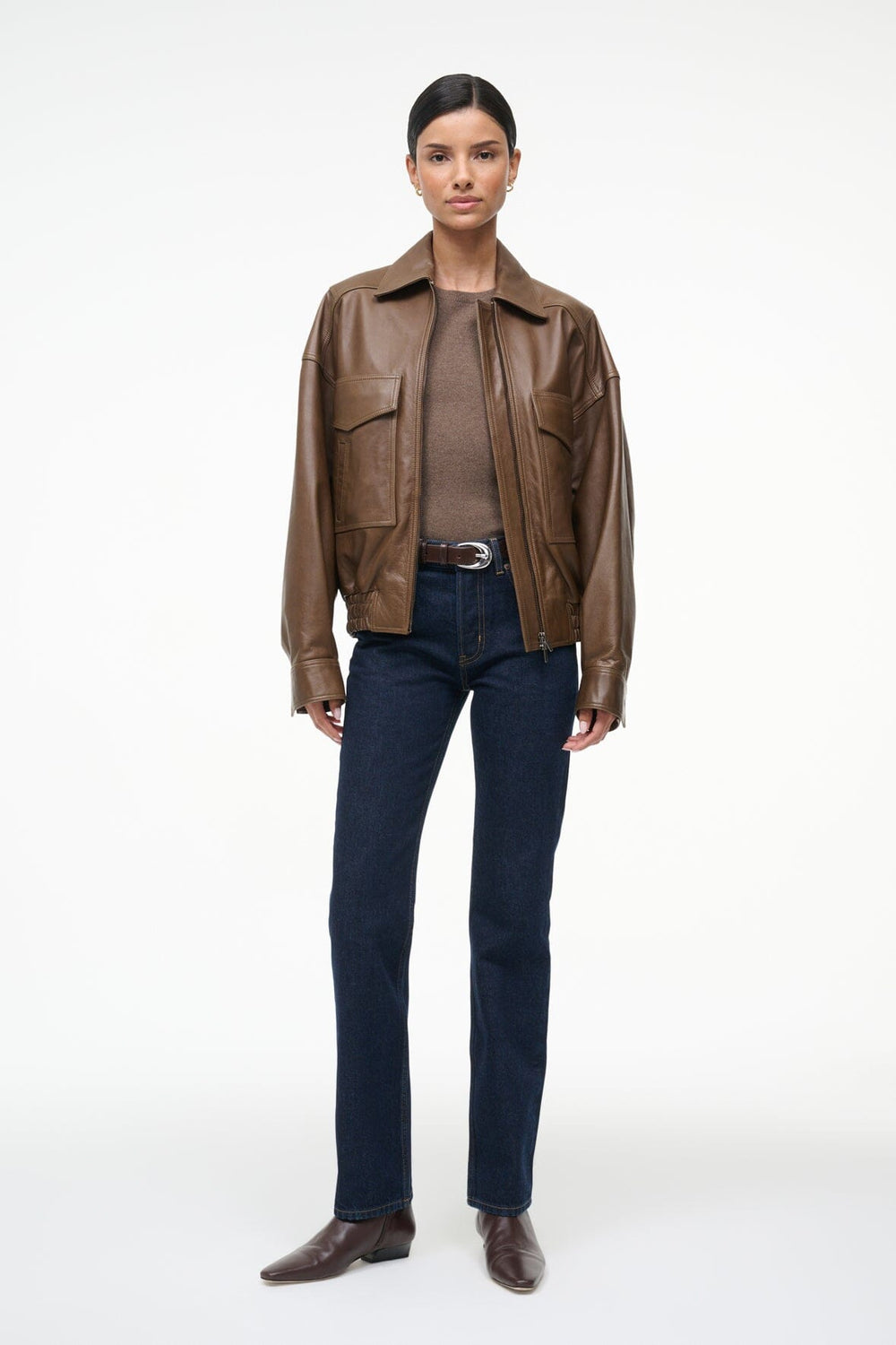 EUGENE LEATHER JACKET TRUFFLE - STAUD near me