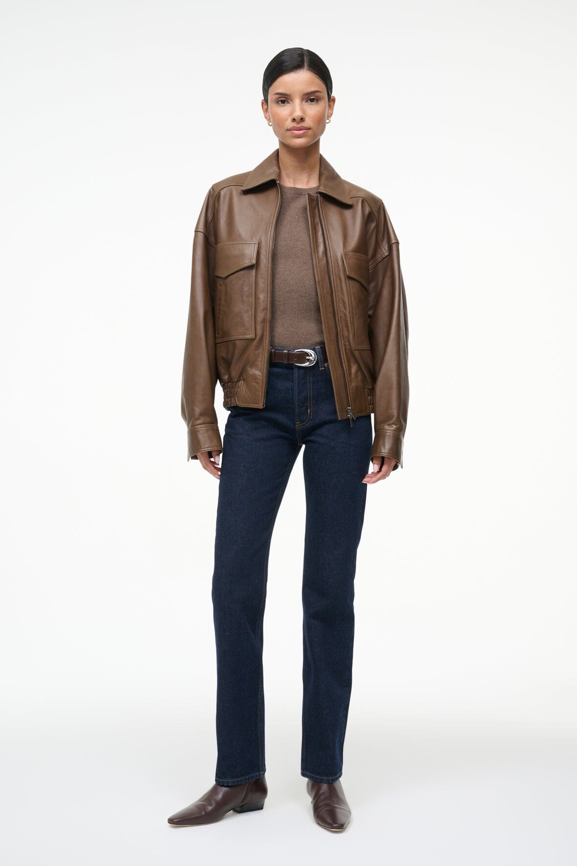 EUGENE LEATHER JACKET TRUFFLE - STAUD near me