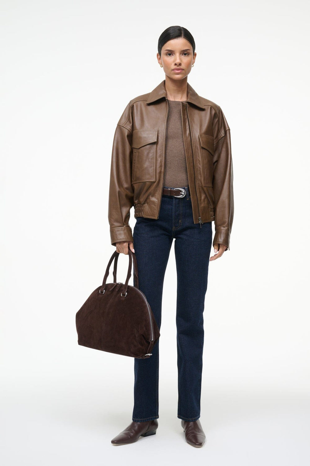 EUGENE LEATHER JACKET TRUFFLE - STAUD near me