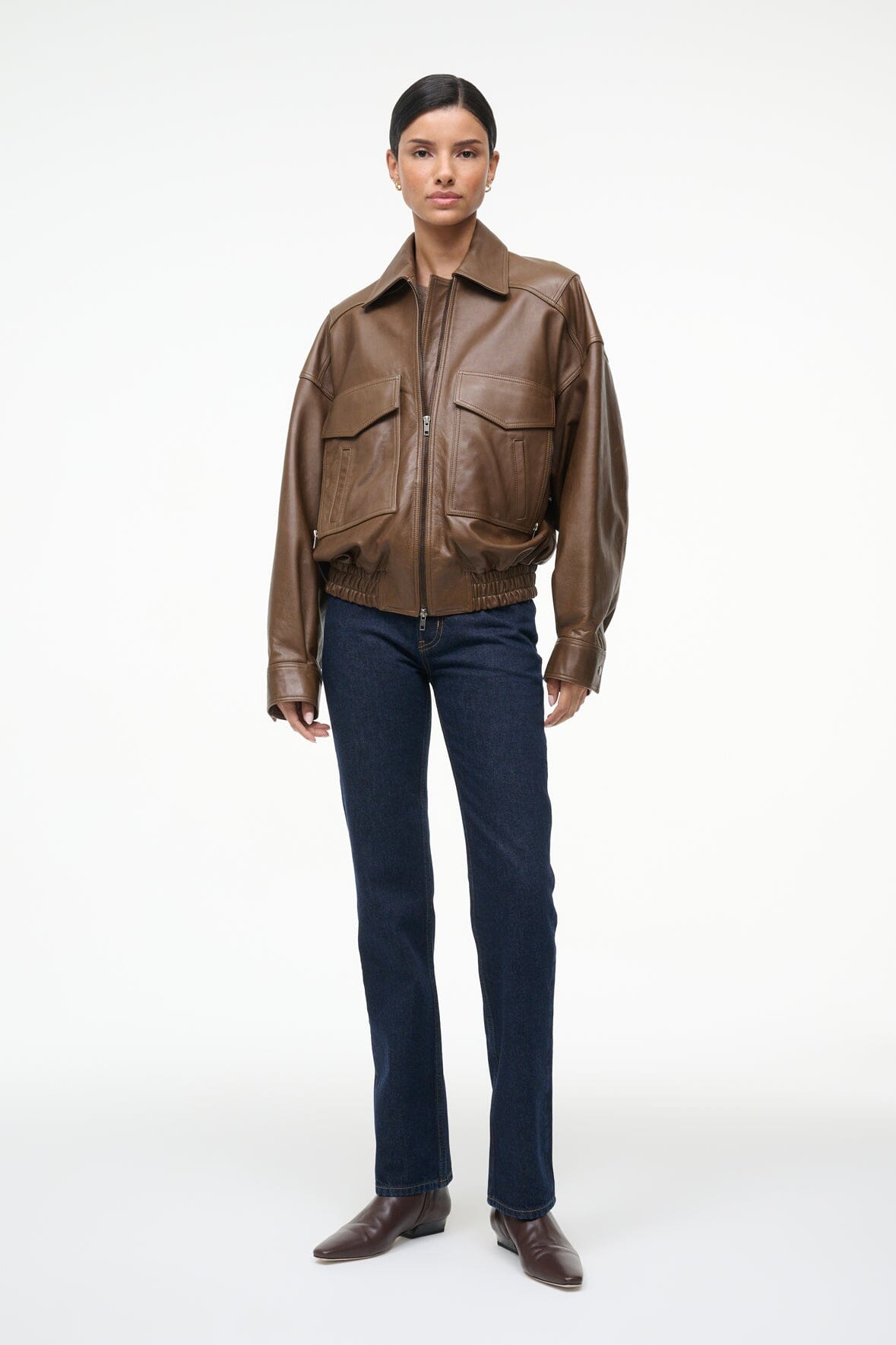 EUGENE LEATHER JACKET TRUFFLE - STAUD near me