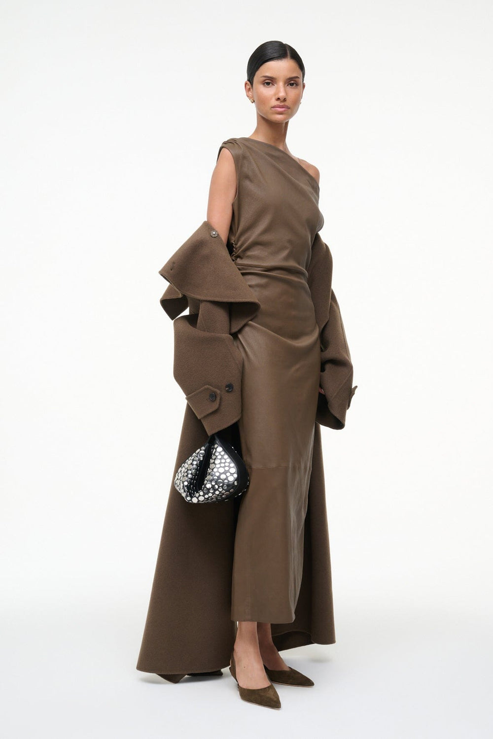 PHARE LEATHER DRESS TRUFFLE - STAUD outlet