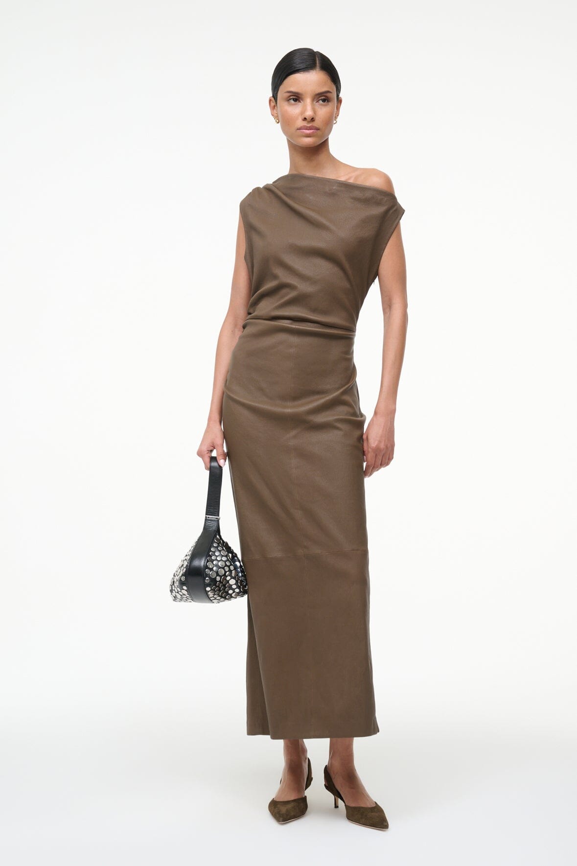 PHARE LEATHER DRESS TRUFFLE - STAUD outlet