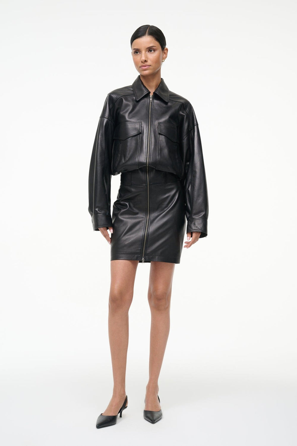 CLAUDETTE LEATHER DRESS BLACK - STAUD US