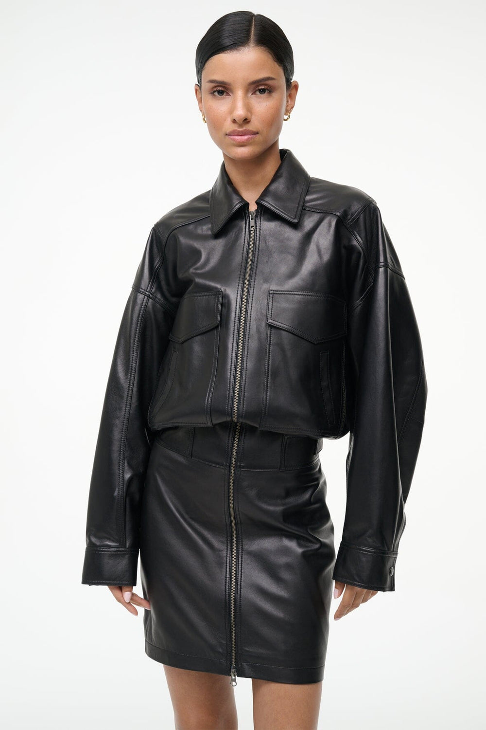 CLAUDETTE LEATHER DRESS BLACK - STAUD US