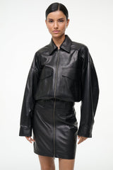 CLAUDETTE LEATHER DRESS BLACK - STAUD US
